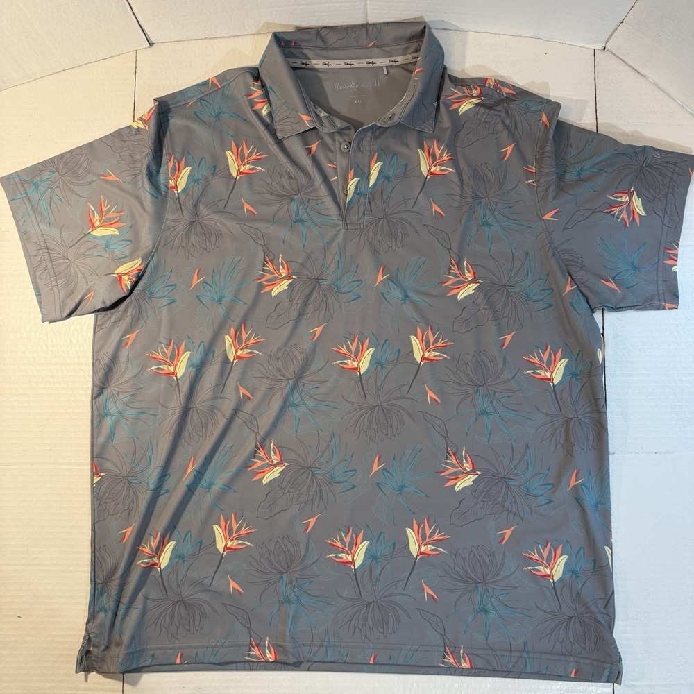 Floral‎ Golf Shirt Polo Mens XXL All Over Print Performance Walter Hagan 11 EUC
